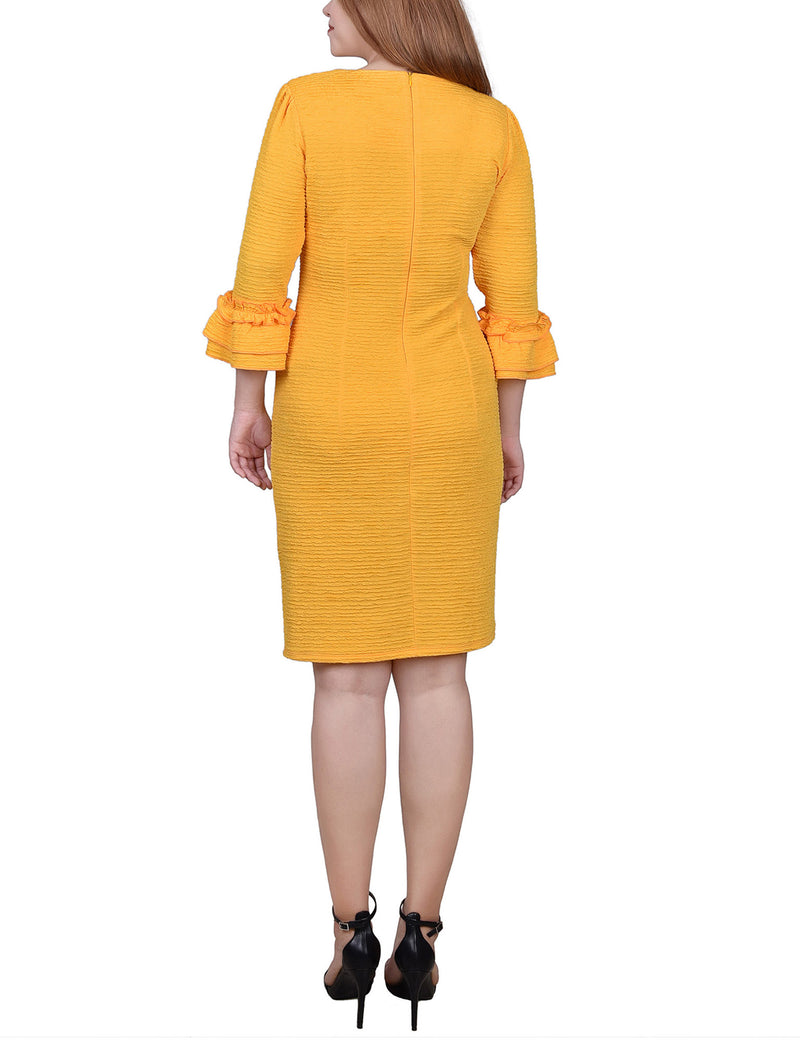 3/4 Sleeve Textured Knit Dress