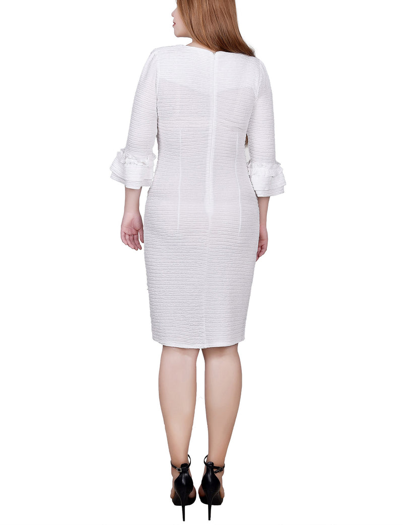 3/4 Sleeve Textured Knit Dress