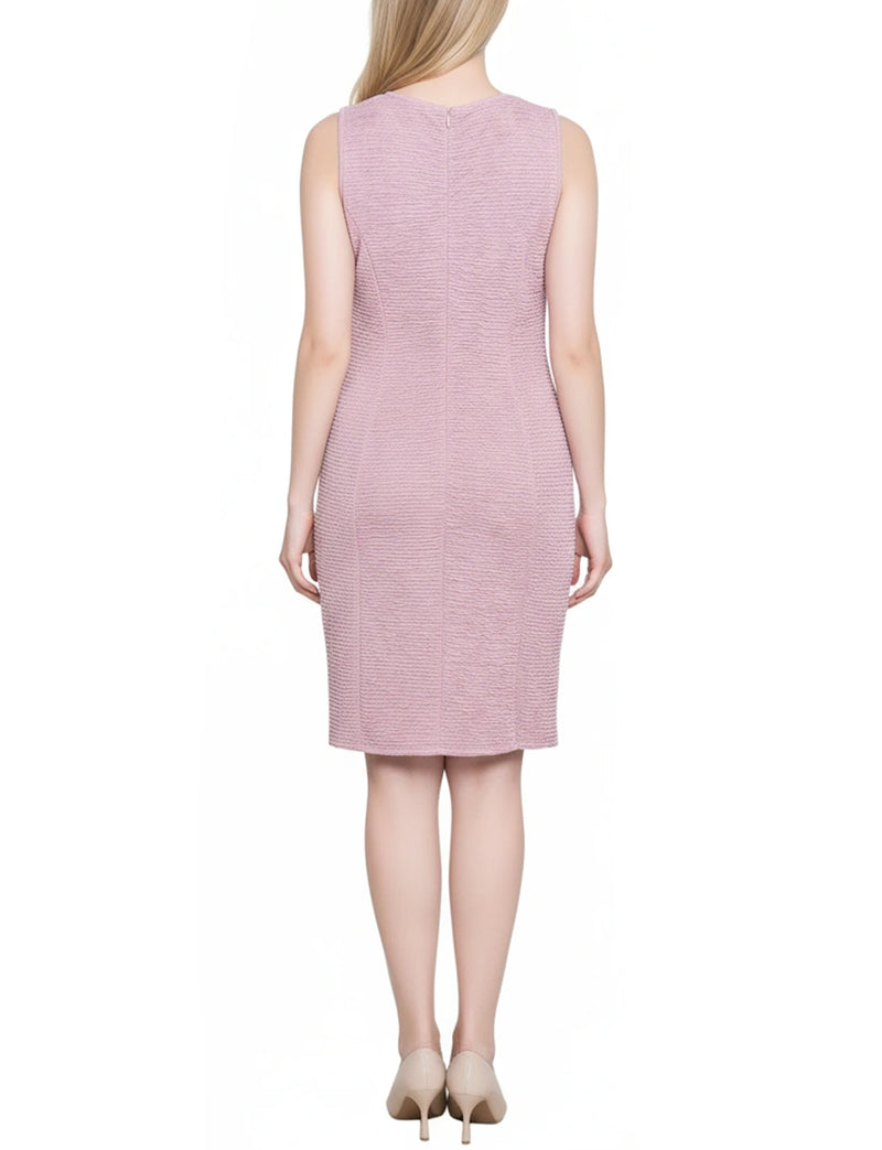 NY Collection Two Piece Novelty Knit and Lace Dress Set Blush / 8