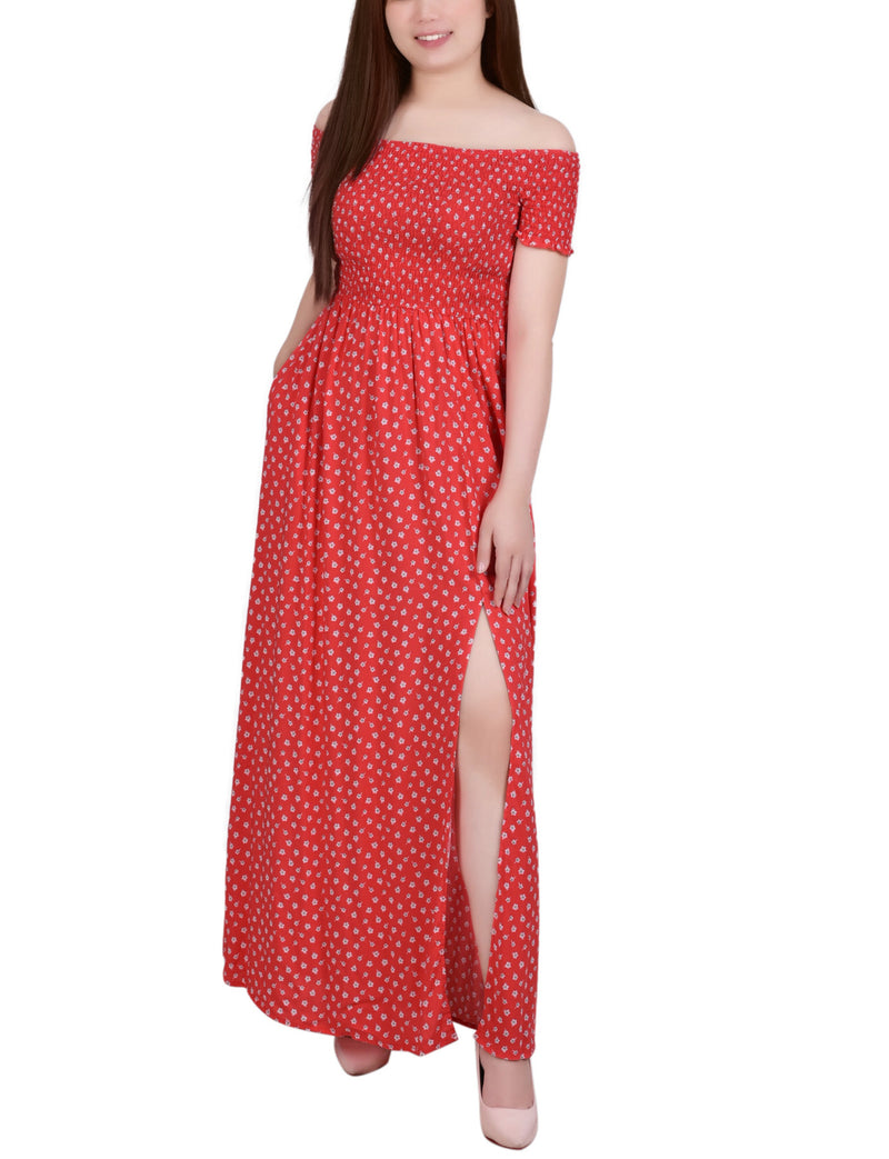 Petite Smocked Bodice Maxi Dress