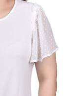 Petite Clip Dot Flutter Sleeve Top