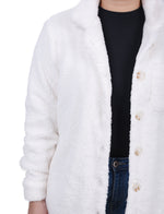 Petite Long Sleeve Button Front Sherpa Jacket