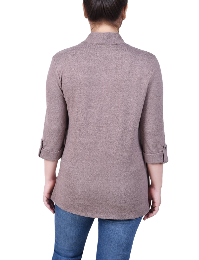 Petite 3/4 Sleeve Two In One Top
