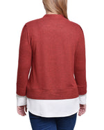 Petite Long Sleeve Two-Fer Top