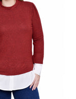 Petite Long Sleeve Two-Fer Top