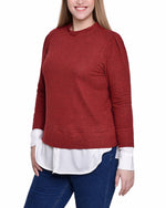 Petite Long Sleeve Two-Fer Top