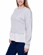 Long Sleeve Two-Fer Top With Gathered Inset