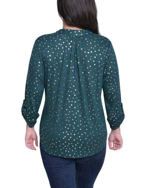 Petite Long Roll Tab Sleeve Tunic