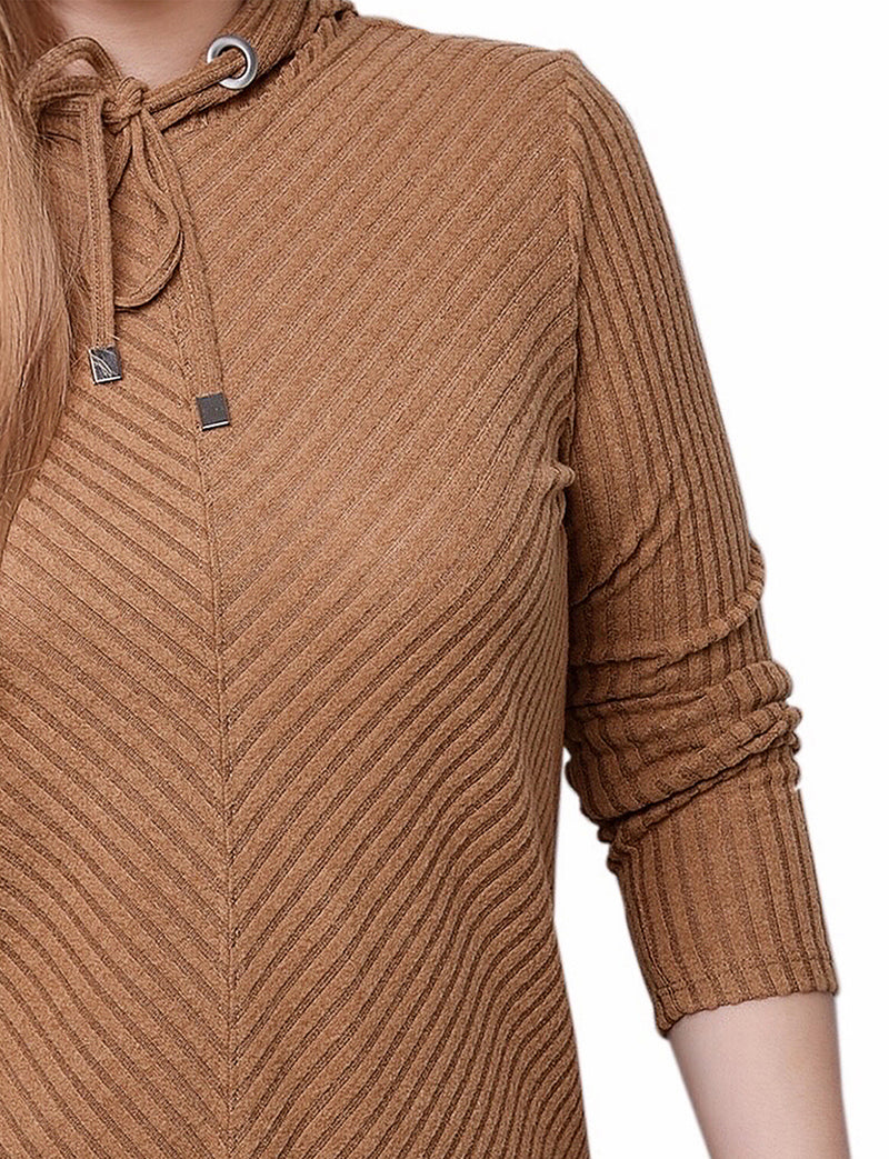 Petite Ribbed Long Sleeve Hoodie