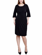 Petite 3/4 Length Trumpet Sleeve Dress