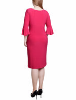 Petite 3/4 Length Trumpet Sleeve Dress