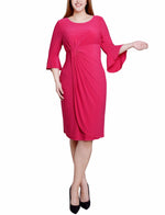 Petite 3/4 Length Trumpet Sleeve Dress