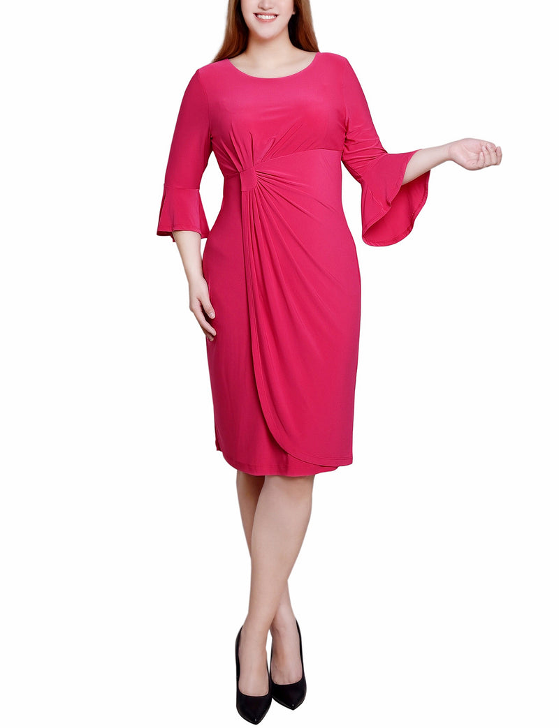 Petite 3/4 Length Trumpet Sleeve Dress