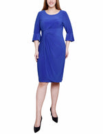 Petite 3/4 Length Trumpet Sleeve Dress