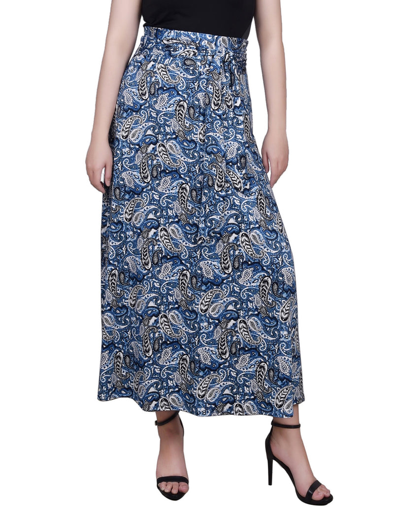 Petite Maxi Skirt With Sash Waist Tie