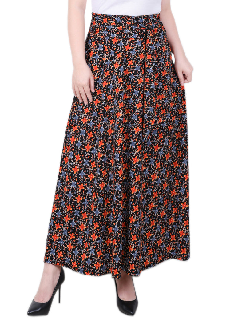 Petite Maxi Skirt With Sash Waist Tie