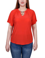 Petite Raglan Sleeve Top With Chain Details