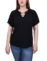 Petite Raglan Sleeve Top With Chain Details