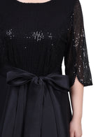Petite Sequin and Jacquard Holiday Dress