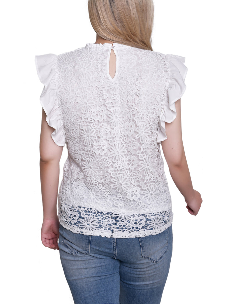 Petite Flutter Sleeve Lace Top