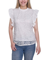Petite Flutter Sleeve Lace Top