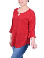Petite 3/4 Bell Sleeve Top With Hardware