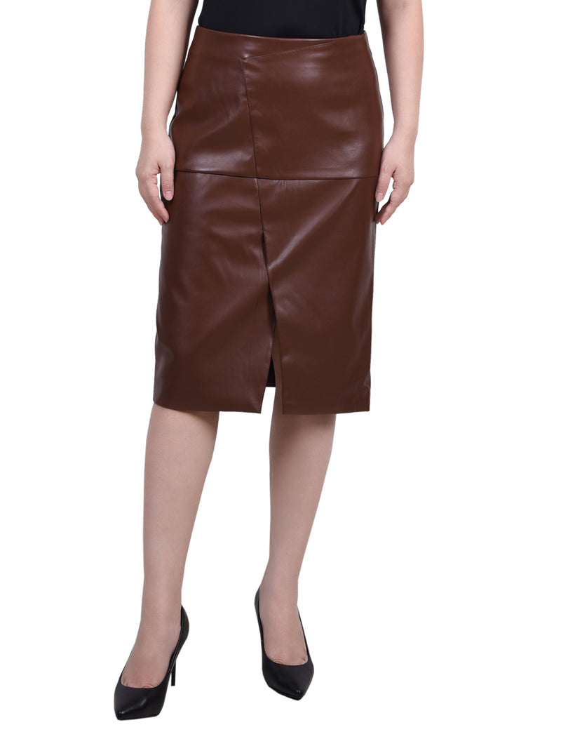 Petite Faux Leather Slim Skirt