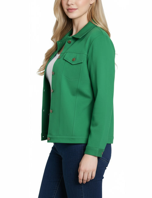 Petite Long Sleeve Ponte Cropped Jacket