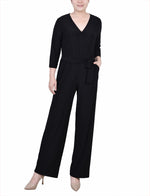 3/4 Sleeve Belted Jumpsuit