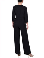 3/4 Sleeve Belted Jumpsuit