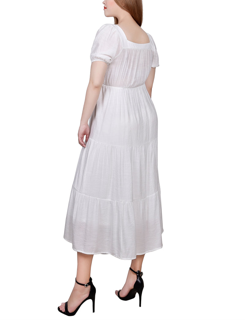 Petite Short Sleeve Tiered Midi Dress