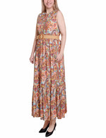 Petite Sleeveless Belted Midi Dress