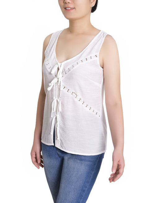 Petite Sleeveless Tie Detail Blouse