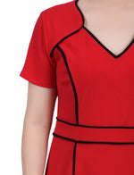 Petite Short Sleeve Piped Detail Dress