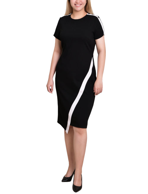 Petite Short Sleeve Assymetrical Hem Dress