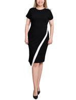 Petite Short Sleeve Assymetrical Hem Dress