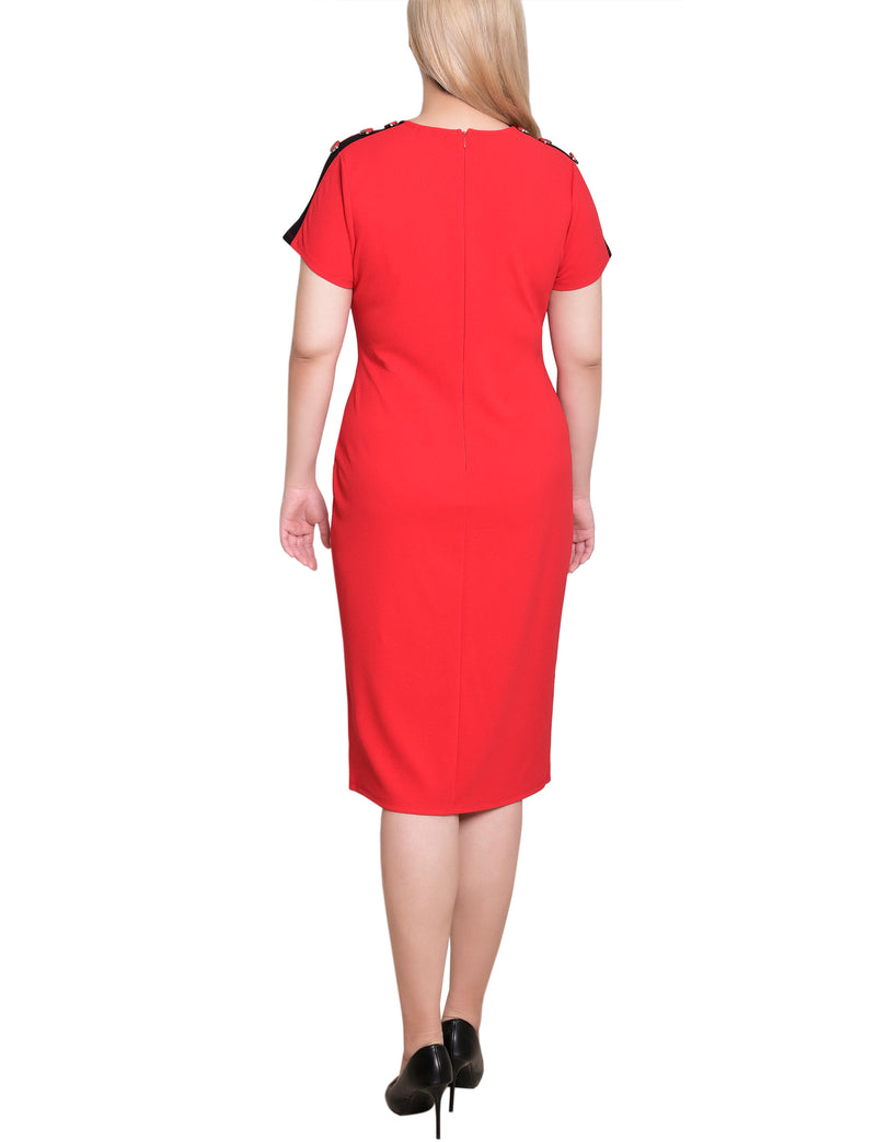 Petite Short Sleeve Assymetrical Hem Dress