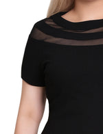 Petite Short Sleeve Dress With Mesh Insets