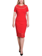 Petite Short Sleeve Dress With Mesh Insets