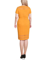 Petite Short Sleeve Dress With Mesh Insets