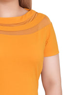 Petite Short Sleeve Dress With Mesh Insets