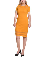 Petite Short Sleeve Dress With Mesh Insets