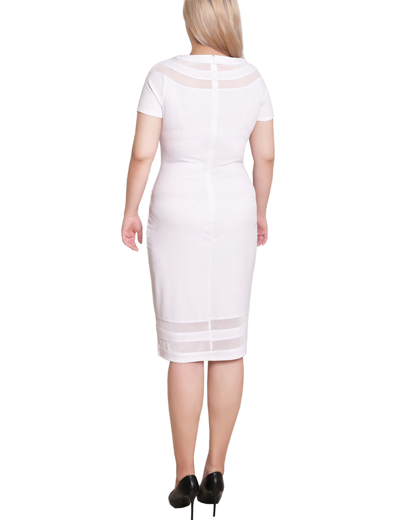 Petite Short Sleeve Dress With Mesh Insets