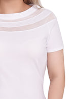 Petite Short Sleeve Dress With Mesh Insets