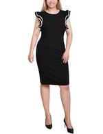Petite Ruffle Sleeve Dress With Contrast Tipping