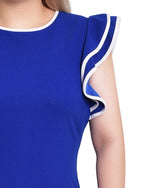 Petite Ruffle Sleeve Dress With Contrast Tipping