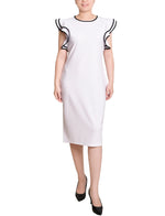 Petite Ruffle Sleeve Dress With Contrast Tipping