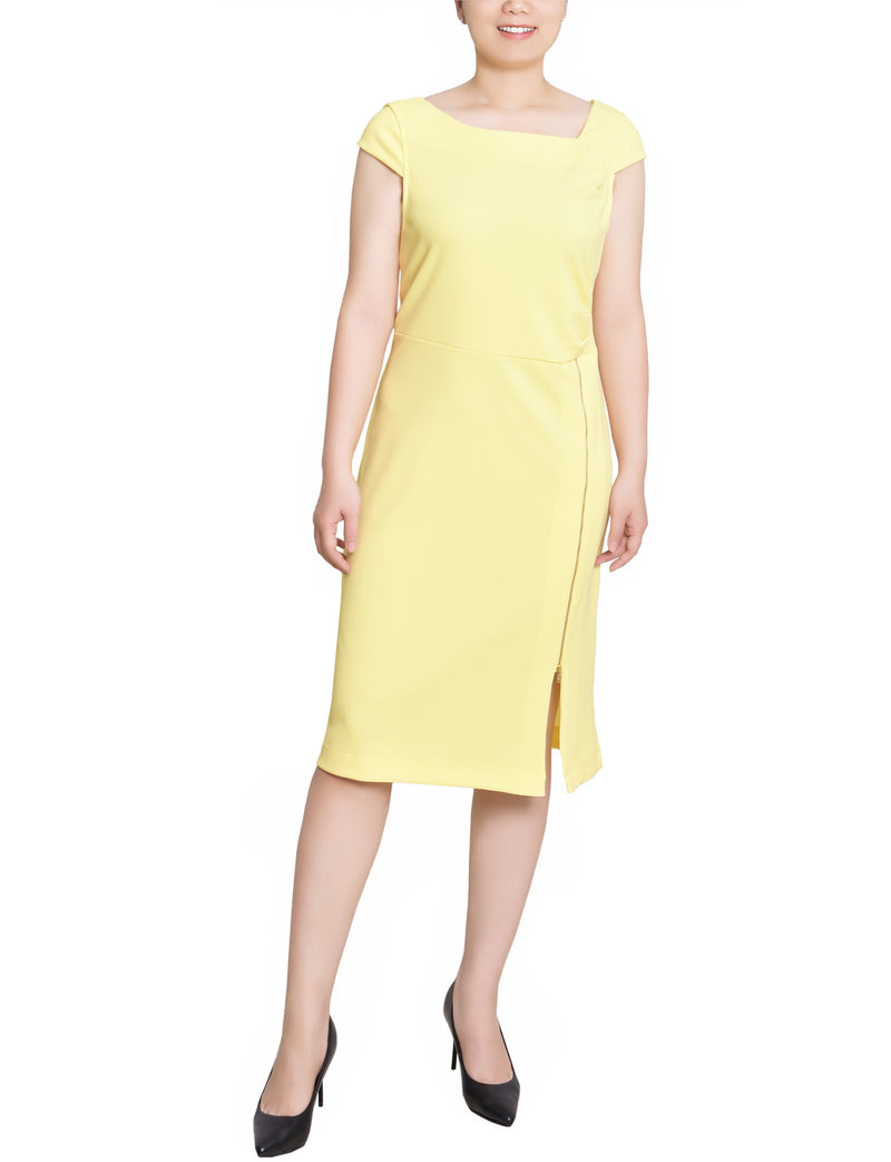 Petite Cap Sleeve Exposed Zipper Dress