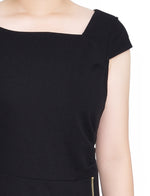 Petite Cap Sleeve Exposed Zipper Dress
