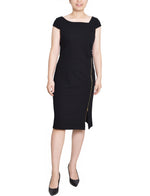 Petite Cap Sleeve Exposed Zipper Dress
